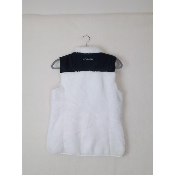 Columbia Womens Vest‎ Sz M Full Zip Sherpa Fleece Lined White Black Color block - Picture 2 of 11